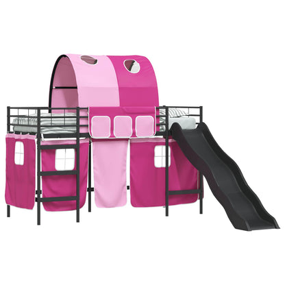 Kids'Loft Bed Frame Black and Pink 75 x 190 cm Metal