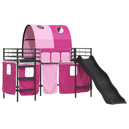 Kids'Loft Bed Frame Black and Pink 75 x 190 cm Metal