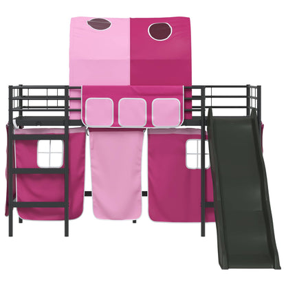 Kids'Loft Bed Frame Black and Pink 75 x 190 cm Metal