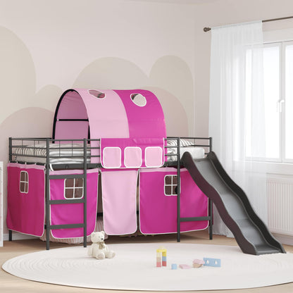 Kids'Loft Bed Frame Black and Pink 79.5 x 200 cm Metal