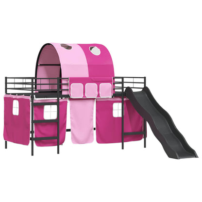 Kids'Loft Bed Frame Black and Pink 79.5 x 200 cm Metal