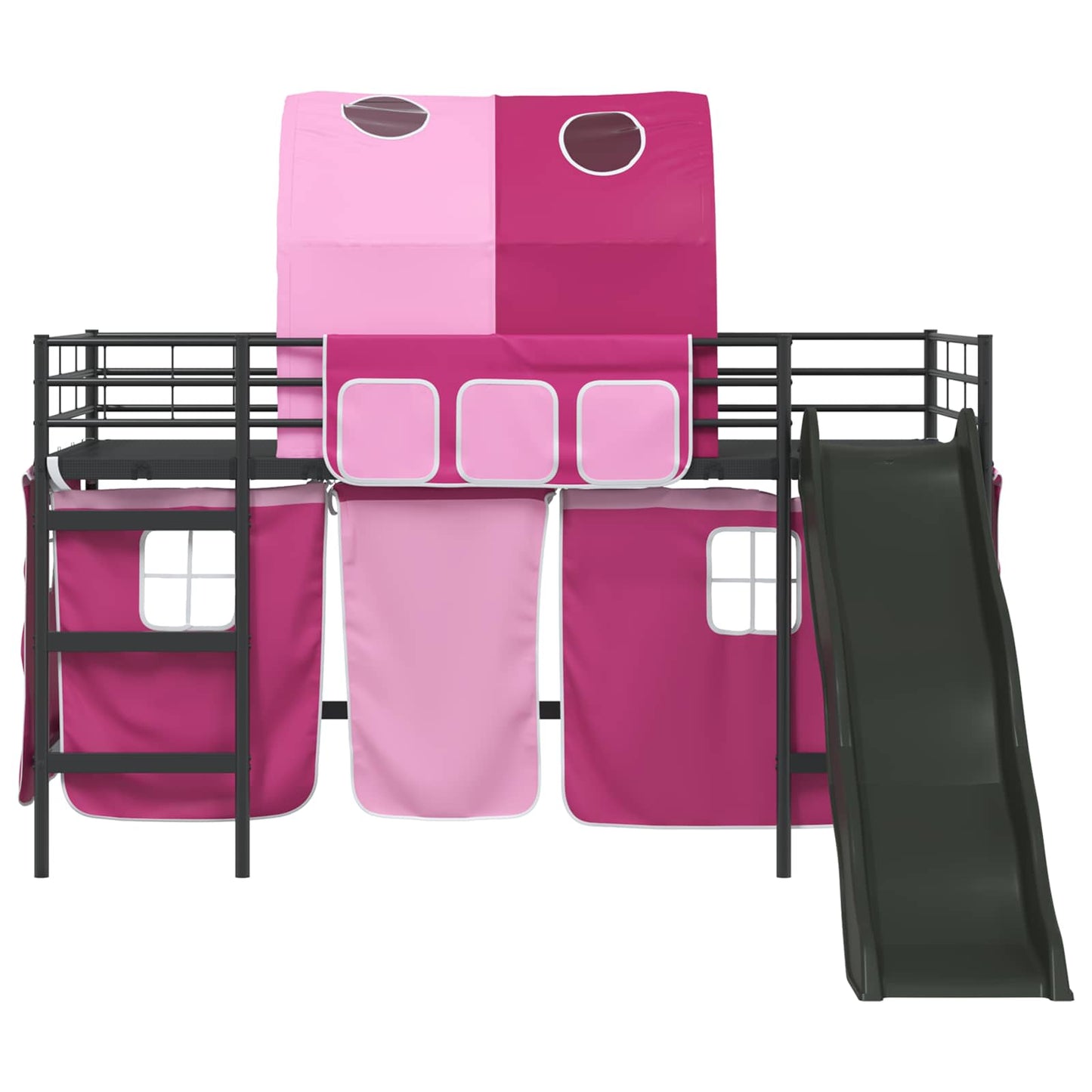 Kids'Loft Bed Frame Black and Pink 79.5 x 200 cm Metal