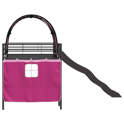 Kids'Loft Bed Frame Black and Pink 79.5 x 200 cm Metal