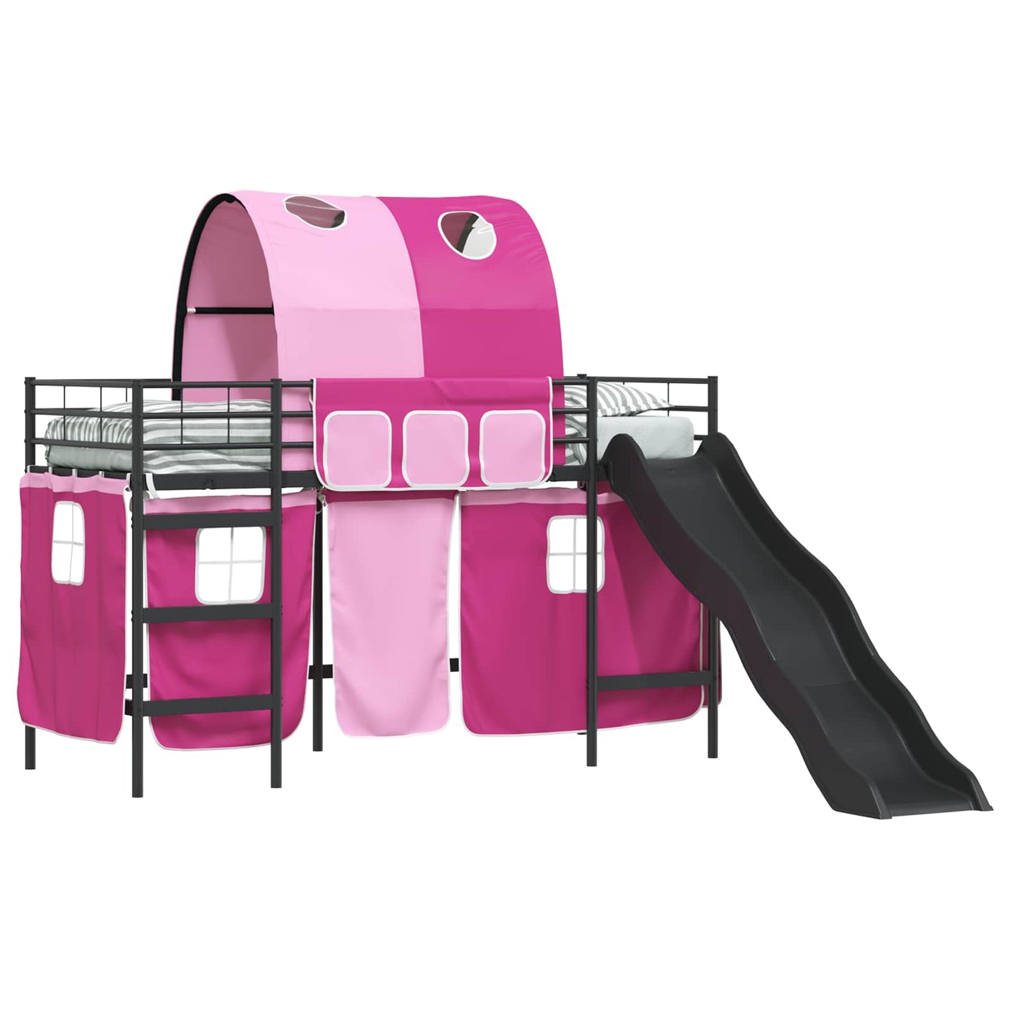 Kids'Loft Bed Frame Black and Pink 90 x 190 cm Metal