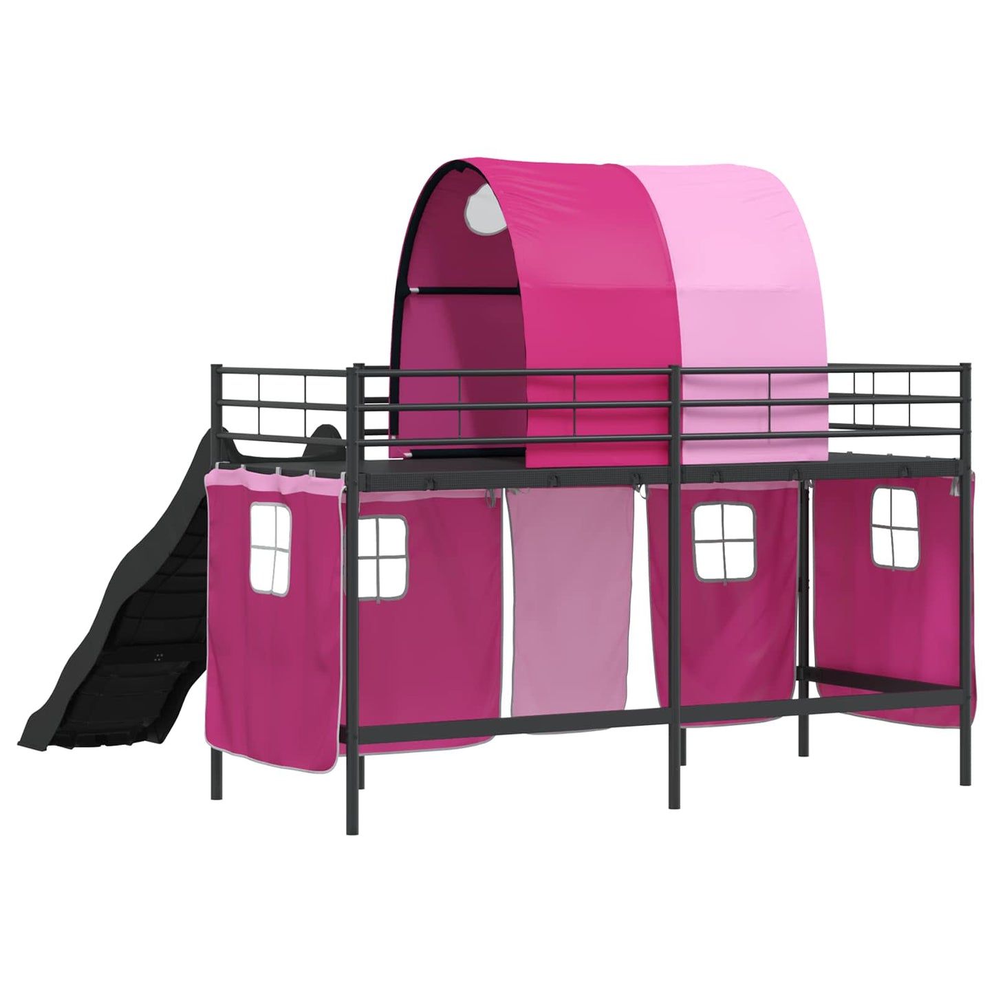 Kids'Loft Bed Frame Black and Pink 90 x 190 cm Metal