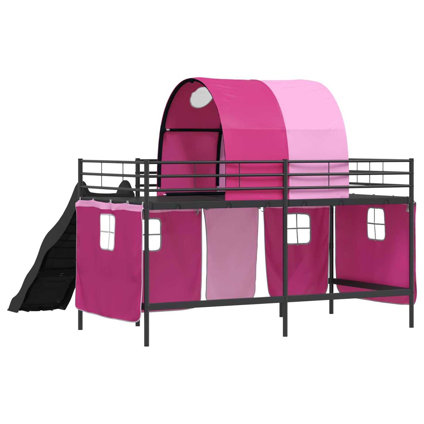 Kids'Loft Bed Frame Black and Pink 90 x 200 cm Metal