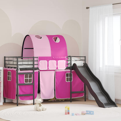 Kids'Loft Bed Frame Black and Pink 100 x 190 cm Metal