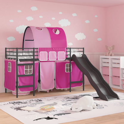 Kids'Loft Bed Frame Black and Pink 100 x 190 cm Metal