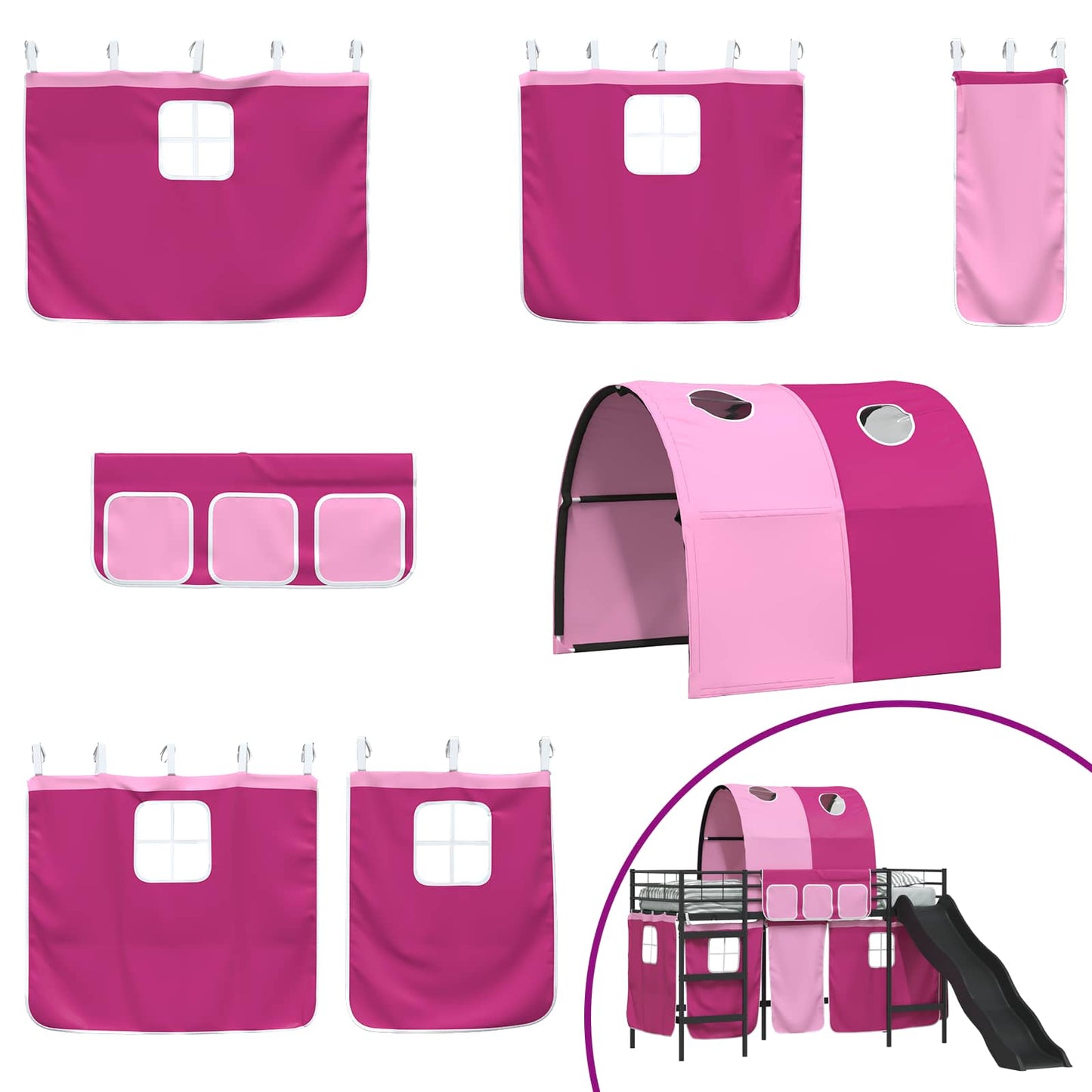 Kids'Loft Bed Frame Black and Pink 100 x 190 cm Metal