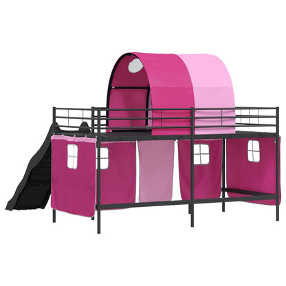 Kids'Loft Bed Frame Black and Pink 107 x 200 cm Metal