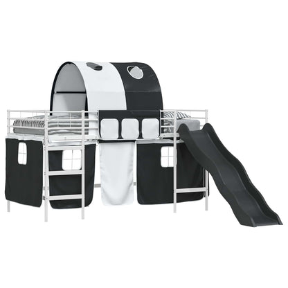 Kids'Loft Bed Frame White and Black 80 x 200 cm Metal