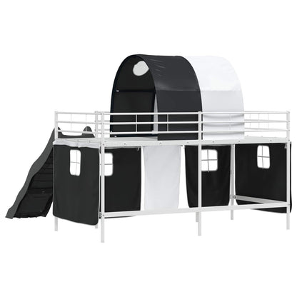 Kids'Loft Bed Frame White and Black 80 x 200 cm Metal