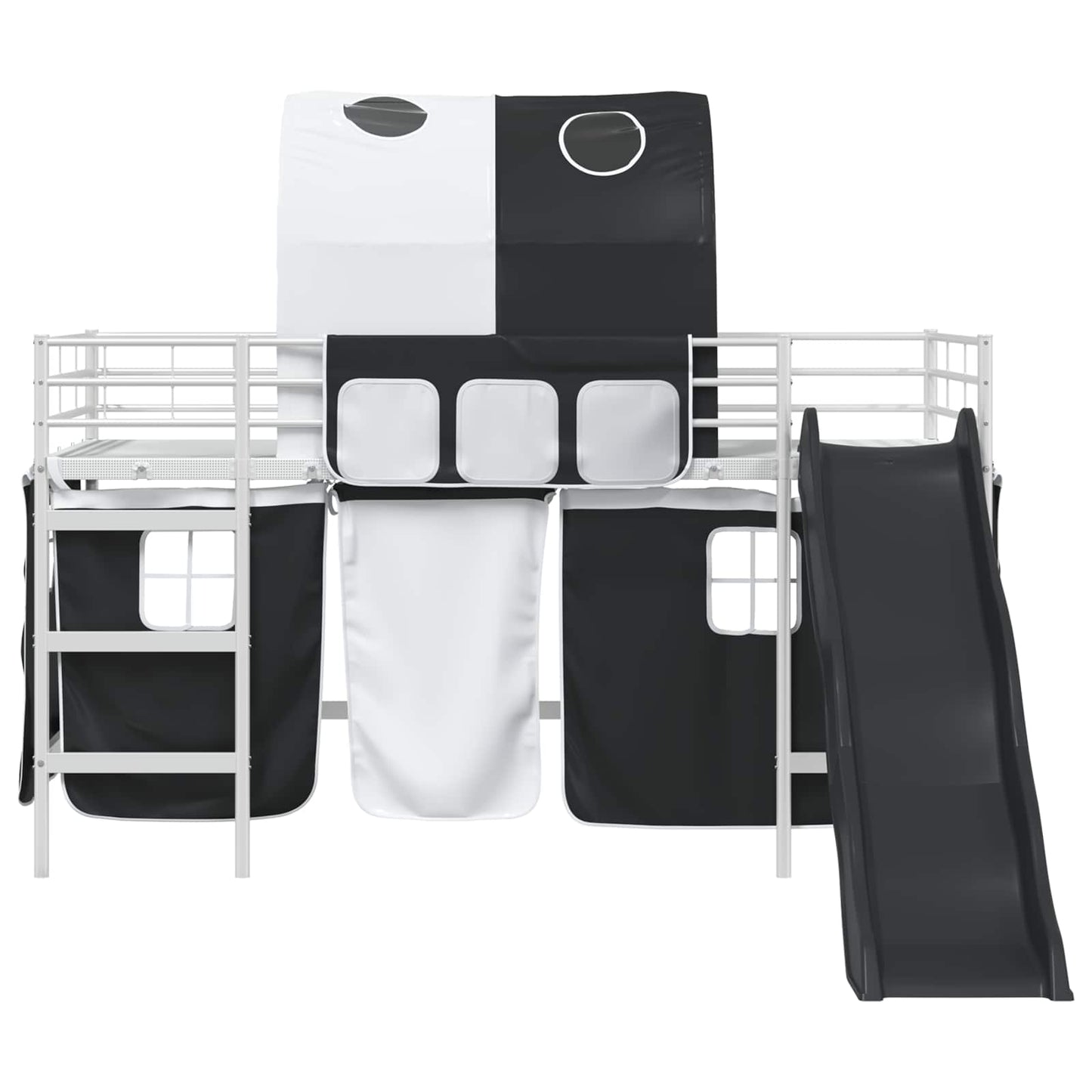Kids'Loft Bed Frame White and Black 80 x 200 cm Metal