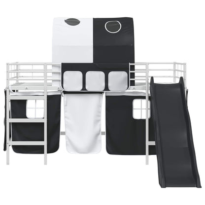 Kids'Loft Bed Frame White and Black 80 x 200 cm Metal