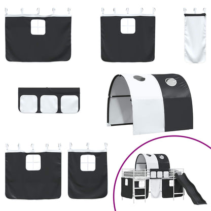 Kids'Loft Bed Frame White and Black 80 x 200 cm Metal