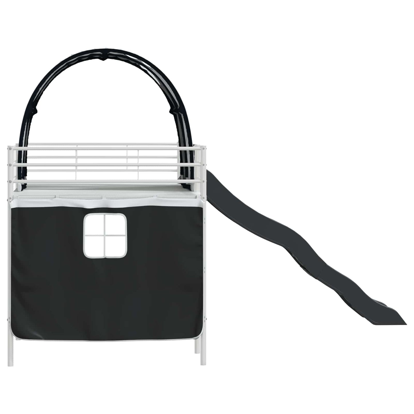 Kids'Loft Bed Frame White and Black 80 x 200 cm Metal