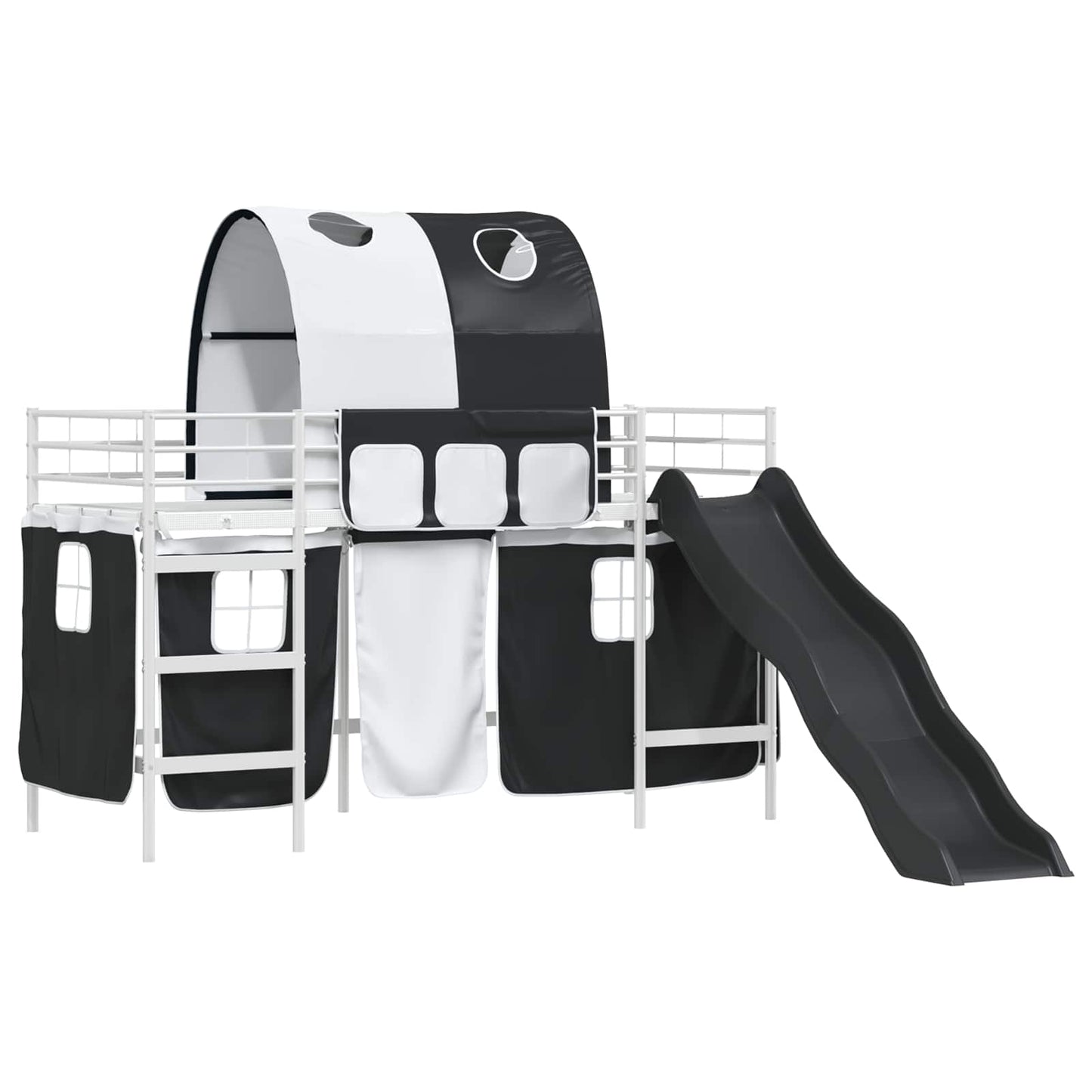 Kids'Loft Bed Frame White and Black 90 x 190 cm Metal