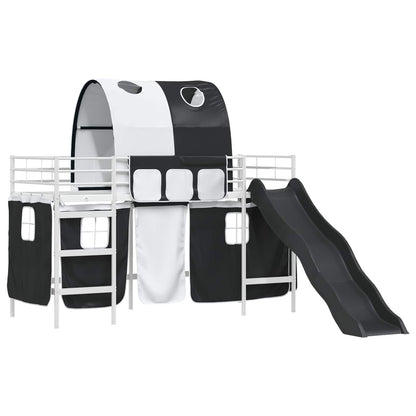 Kids'Loft Bed Frame White and Black 90 x 190 cm Metal