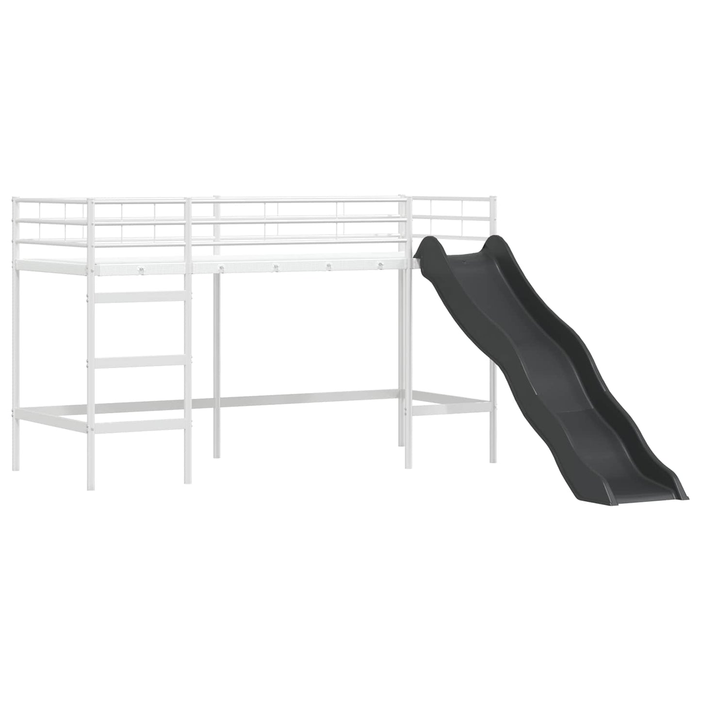 Kids'Loft Bed Frame White and Black 90 x 190 cm Metal
