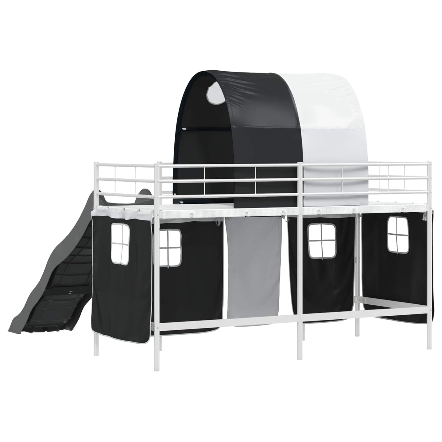 Kids'Loft Bed Frame White and Black 90 x 190 cm Metal
