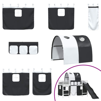 Kids'Loft Bed Frame White and Black 90 x 190 cm Metal