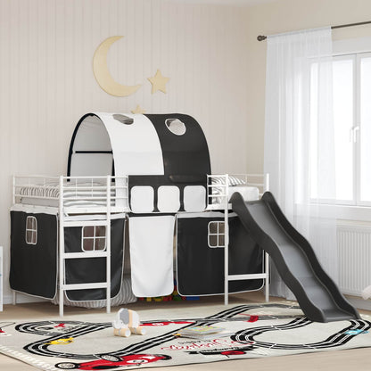 Kids'Loft Bed Frame White and Black 90 x 200 cm Metal