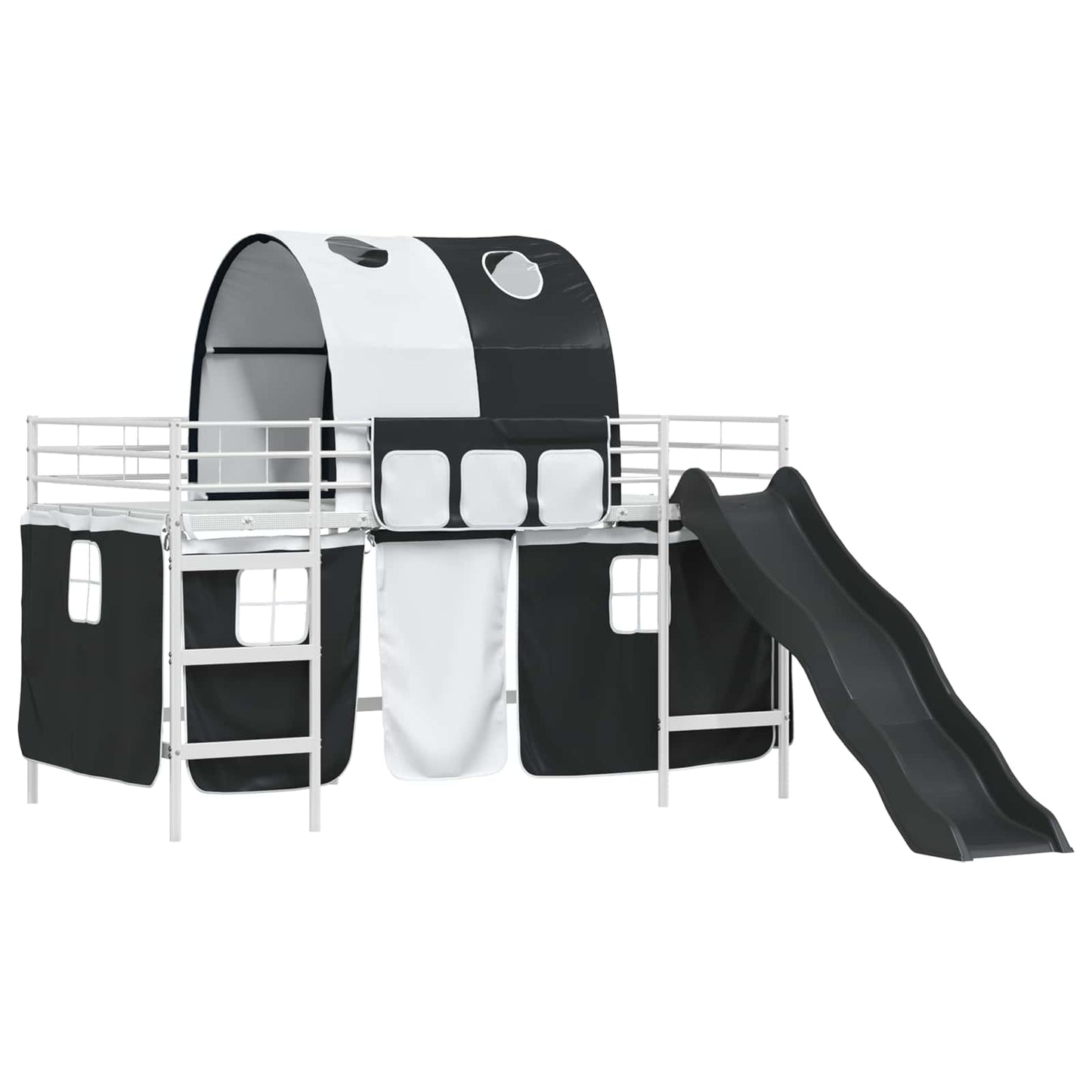 Kids'Loft Bed Frame White and Black 90 x 200 cm Metal