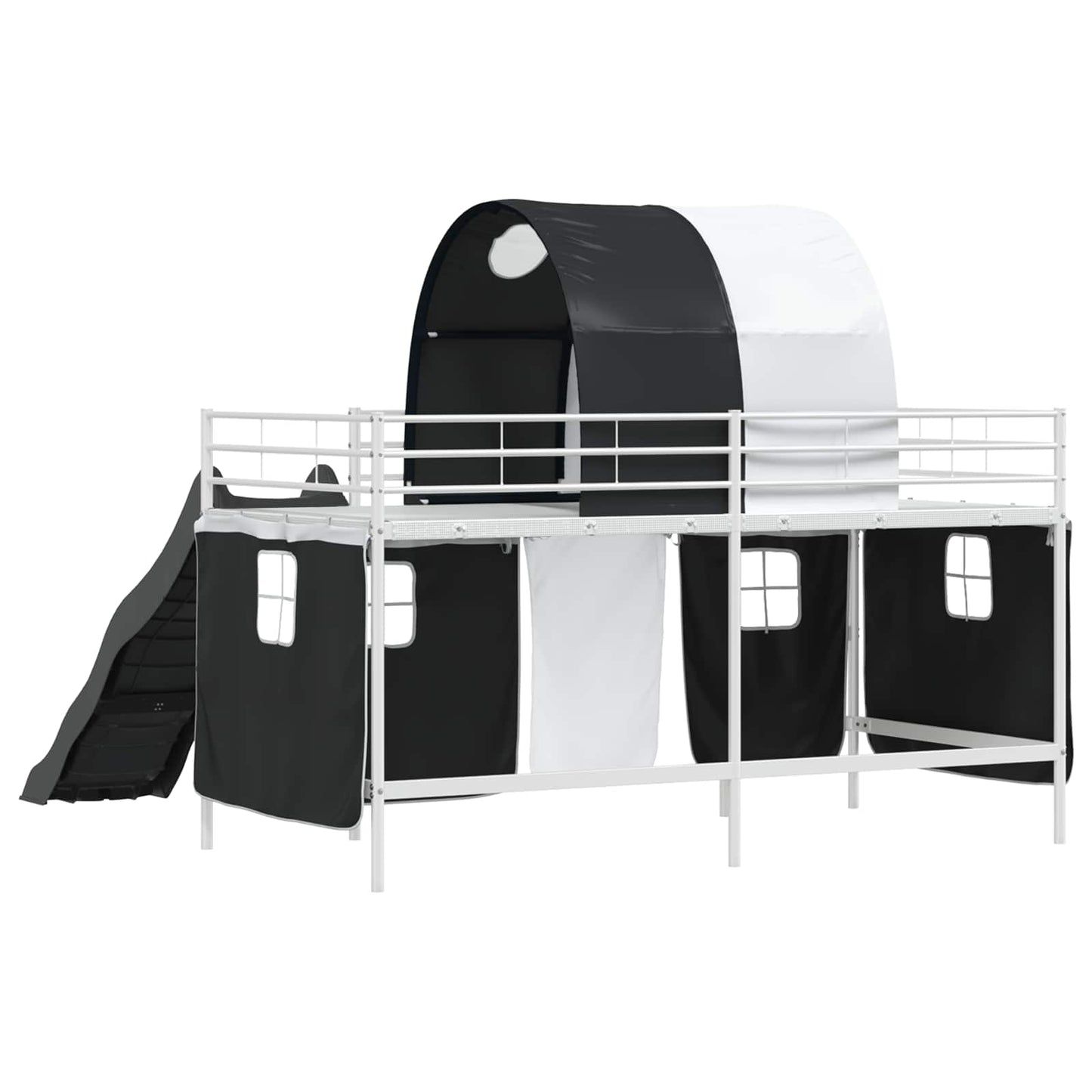 Kids'Loft Bed Frame White and Black 90 x 200 cm Metal