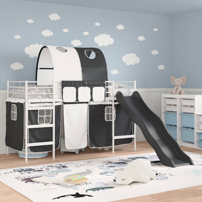 Kids'Loft Bed Frame White and Black 99.5 x 190 cm Metal
