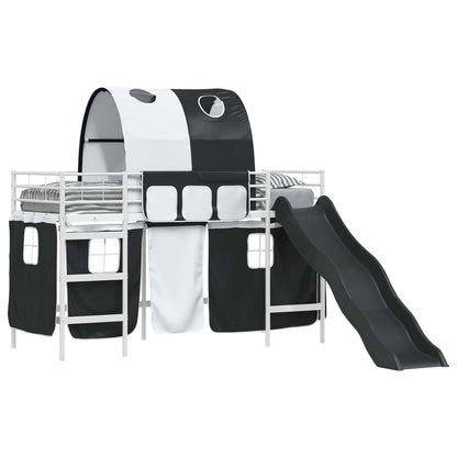 Kids'Loft Bed Frame White and Black 99.5 x 190 cm Metal