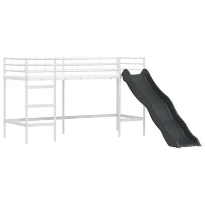 Kids'Loft Bed Frame White and Black 99.5 x 190 cm Metal