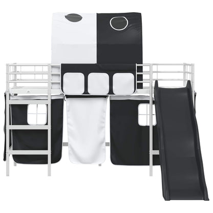 Kids'Loft Bed Frame White and Black 99.5 x 190 cm Metal