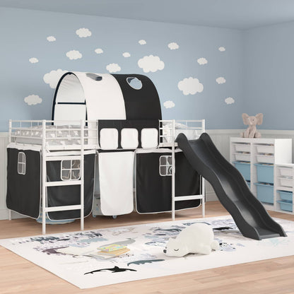 Kids'Loft Bed Frame White and Black 107 x 200 cm Metal
