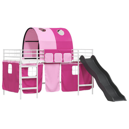 Kids'Loft Bed Frame White and Pink 79.5 x 200 cm Metal