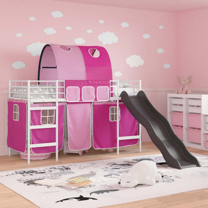 Kids'Loft Bed Frame White and Pink 90 x 190 cm Metal
