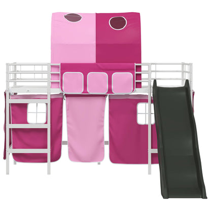 Kids'Loft Bed Frame White and Pink 90 x 190 cm Metal