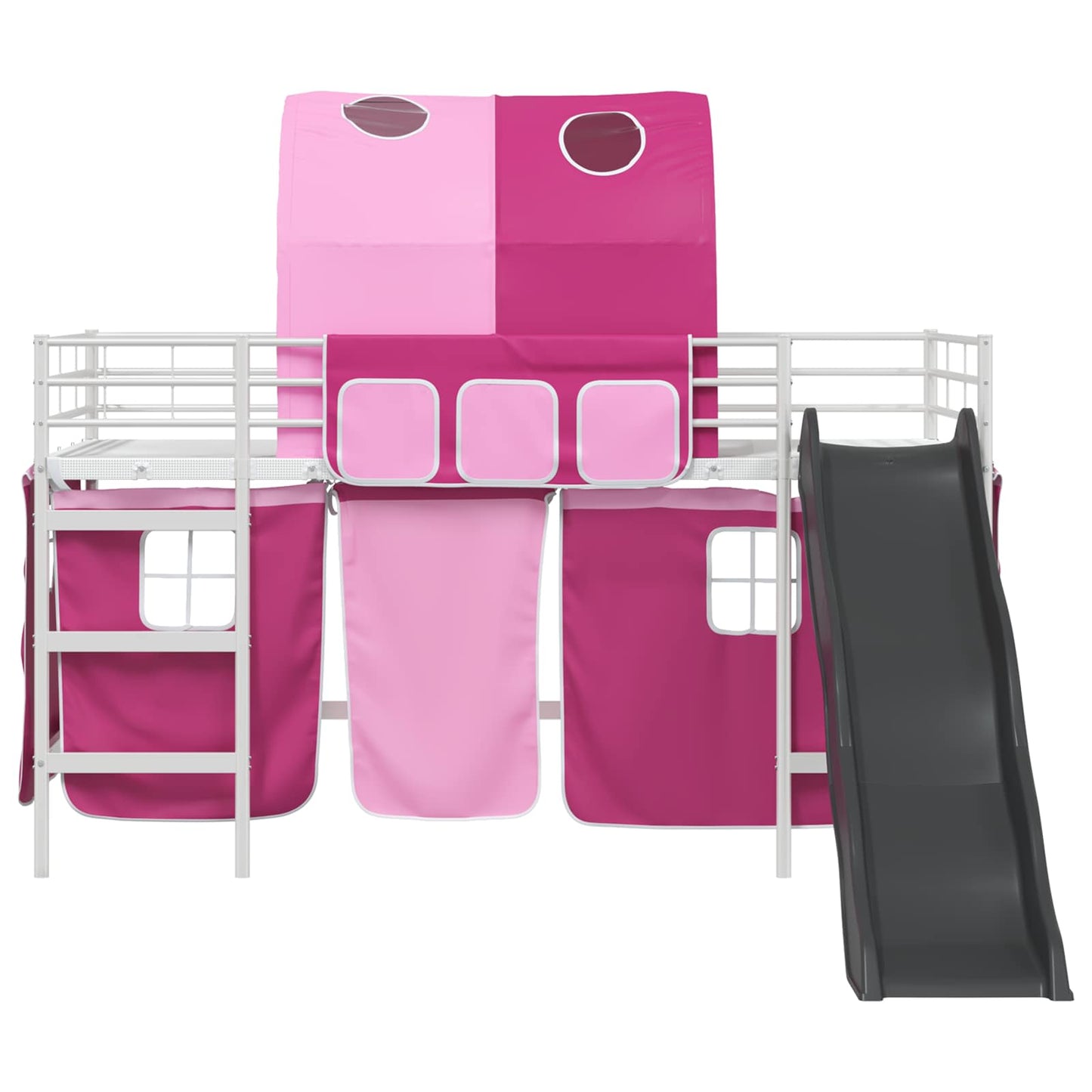 Kids'Loft Bed Frame White and Pink 90 x 200 cm Metal