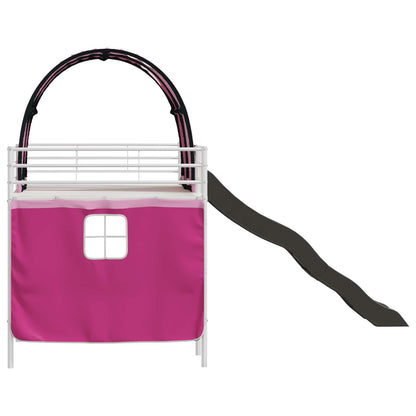 Kids'Loft Bed Frame White and Pink 90 x 200 cm Metal