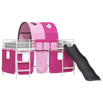 Kids'Loft Bed Frame White and Pink 107 x 200 cm Metal