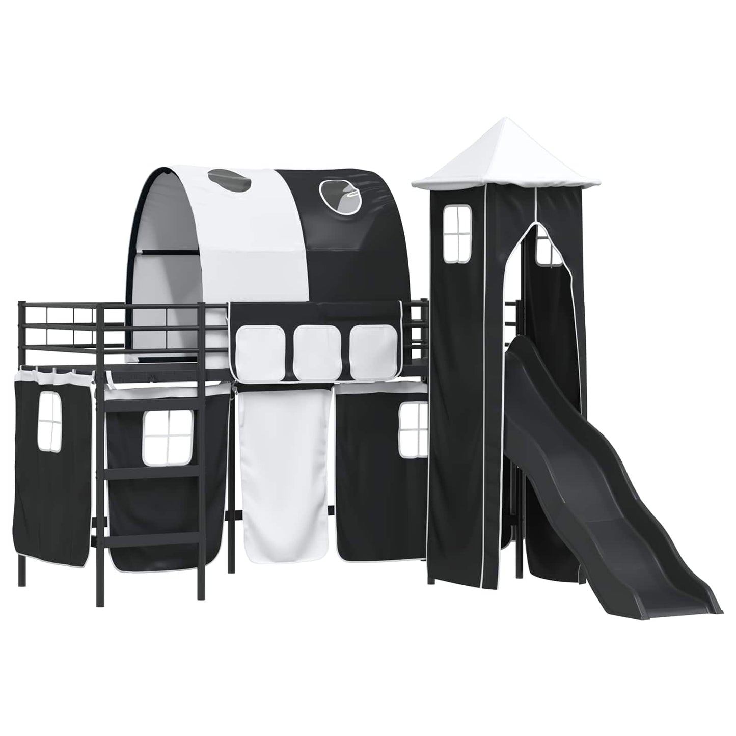 Kids'Loft Bed Frame Black 74.5 x 190 cm Metal