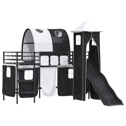 Kids'Loft Bed Frame Black 74.5 x 190 cm Metal