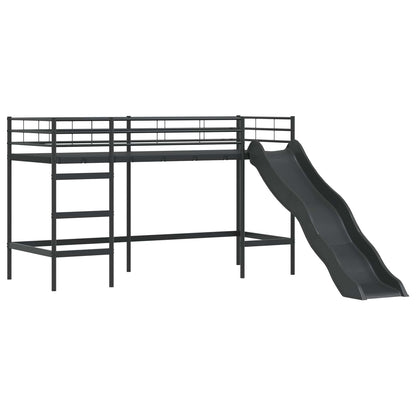 Kids'Loft Bed Frame Black 74.5 x 190 cm Metal