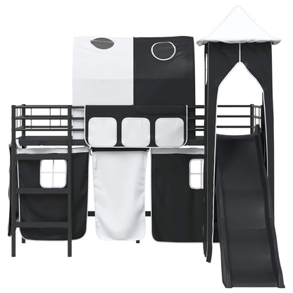 Kids'Loft Bed Frame Black 74.5 x 190 cm Metal