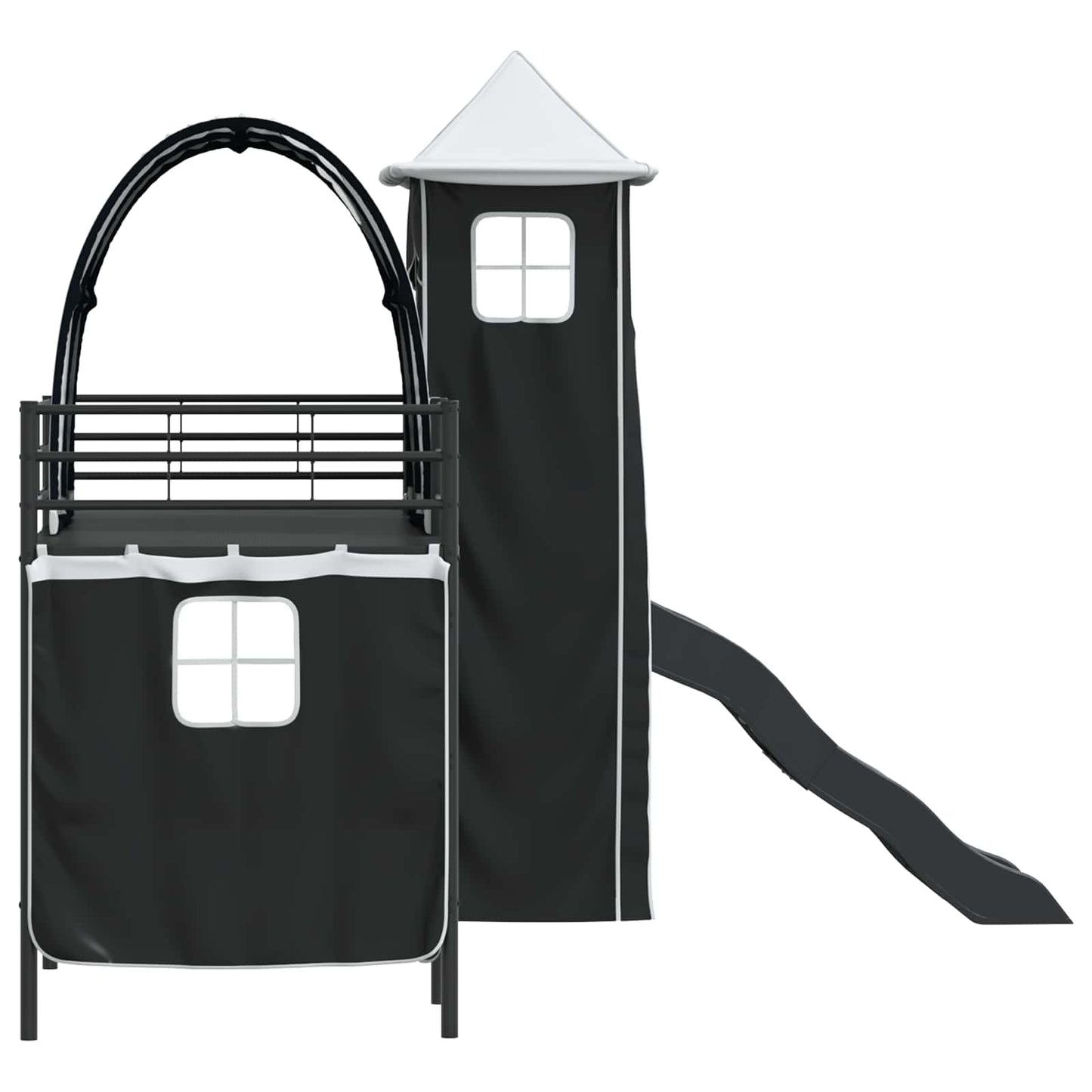 Kids'Loft Bed Frame Black 74.5 x 190 cm Metal