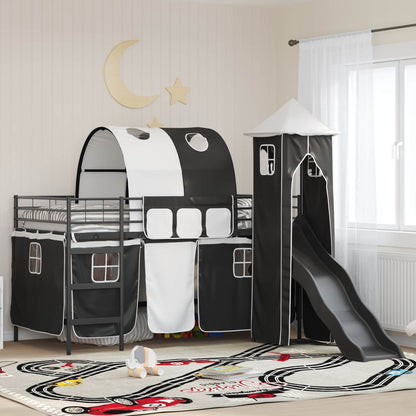 Kids'Loft Bed Frame Black 79.5 x 200 cm Metal