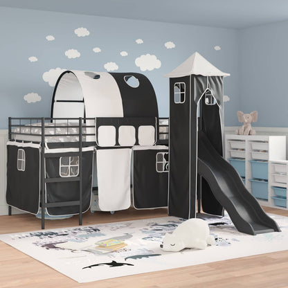 Kids'Loft Bed Frame Black 79.5 x 200 cm Metal