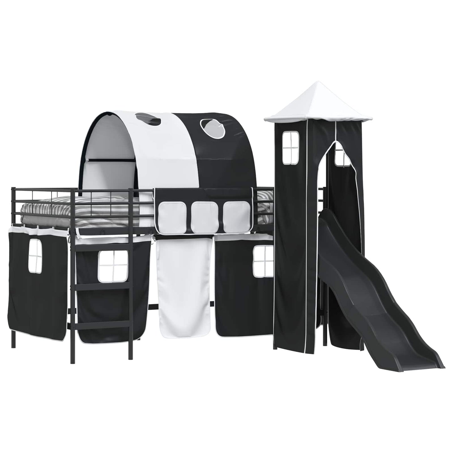 Kids'Loft Bed Frame Black 79.5 x 200 cm Metal