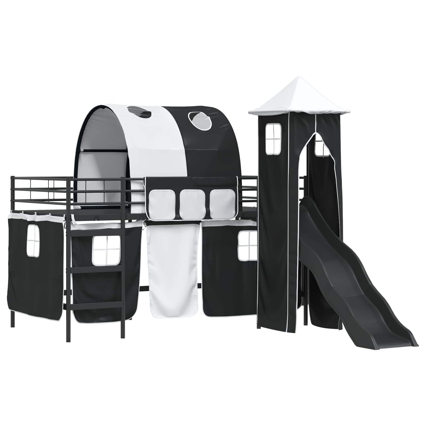 Kids'Loft Bed Frame Black 79.5 x 200 cm Metal