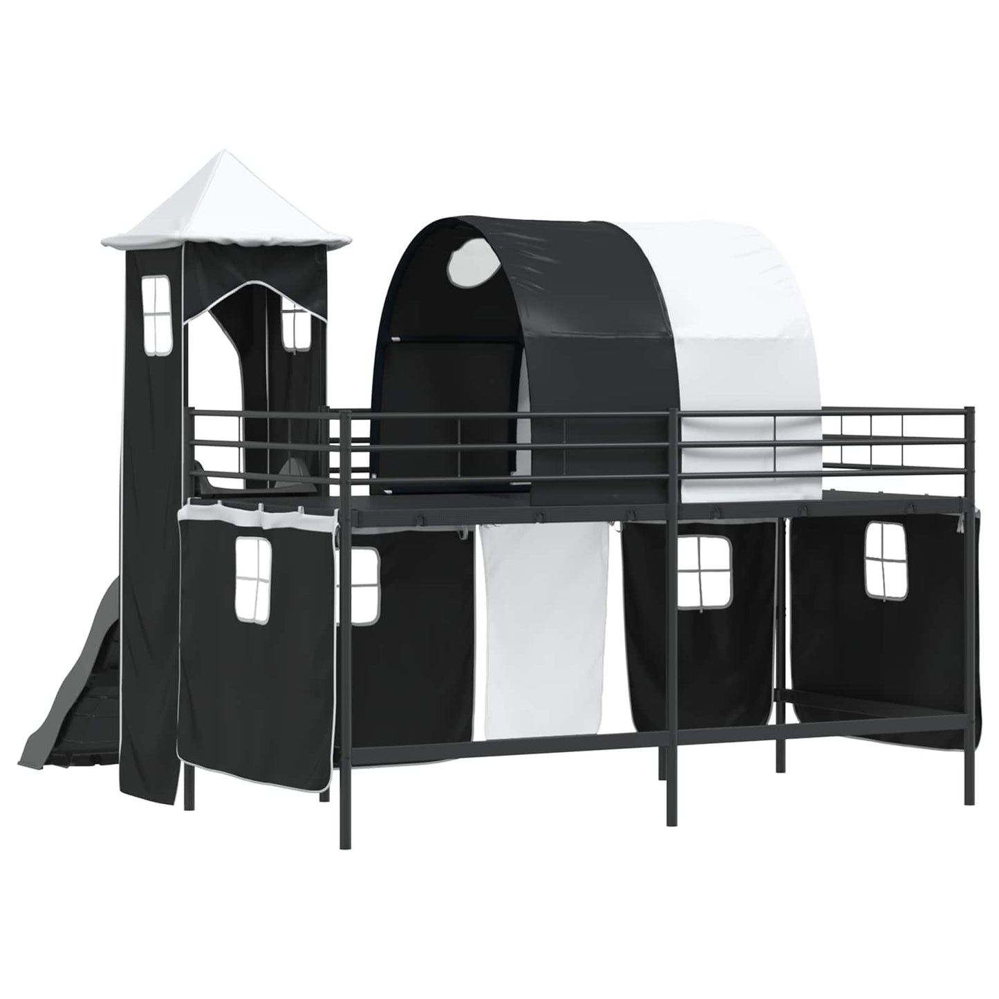 Kids'Loft Bed Frame Black 79.5 x 200 cm Metal