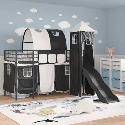 Kids'Loft Bed Frame Black 90 x 190 cm Metal